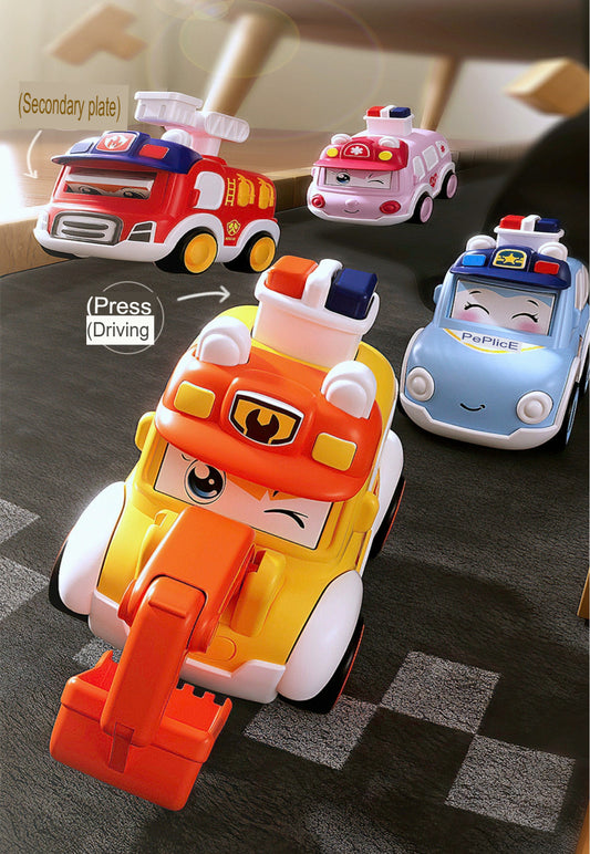 Cartoon Cute Face Changing Press Children's Fun Toy Car for Kids