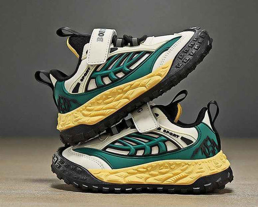 Green/Yellow Bobdog Lightweight Wear-Resistant Soft-Sole Boy's Sneakers - itzy bitsy