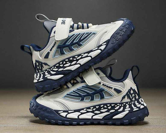 White/Blue Bobdog Lightweight Wear-Resistant Soft-Sole Boy's Sneakers - itzy bitsy