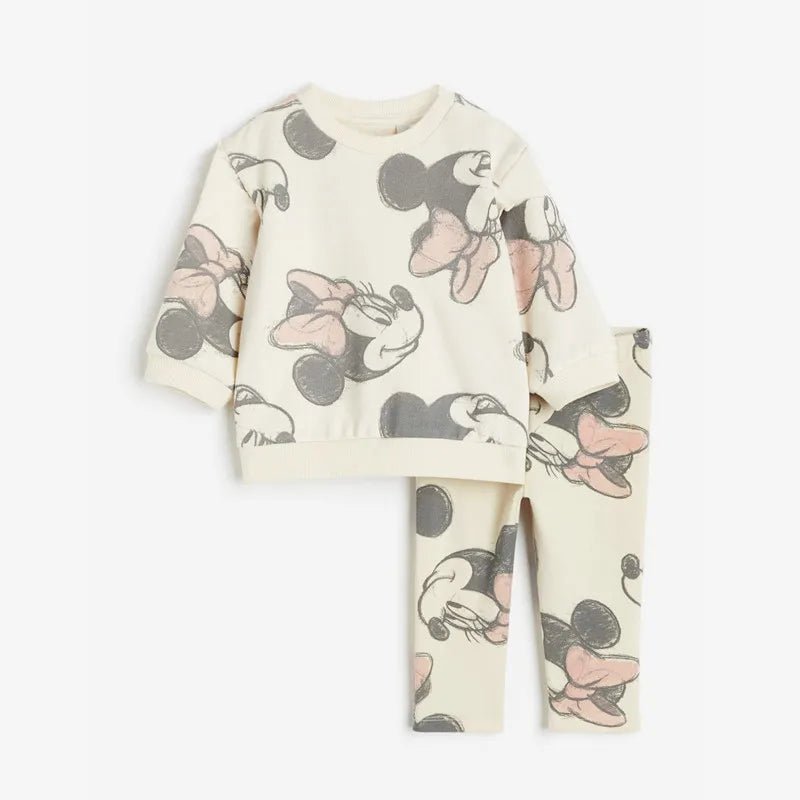 2Pcs Minnie Casual Printed Long Sleeved Top + Pants Outfits - itzy bitsy