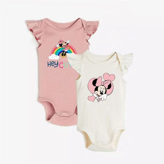 2Pcs Minnie Mouse & Daisy Duck Printed Summer Cute Bodysuits - itzy bitsy