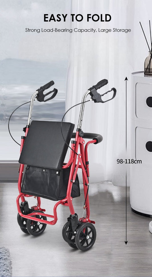 Reinforced four-wheel seat Mobility Walker/Shopping Cart