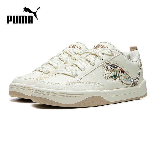 PUMA Unisex Park Sneakers - Lightweight All-Season Casual Shoes with Vibrant Colorful Design, Synthetic Synthetic Faux Leather Upper & Rubber Sole, Breathable Fabric Lining for Men & Women, White with Colorful Accents, Ladies Sneakers, Versatile Footwear,