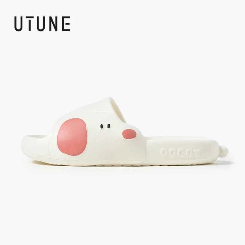 UTUNE Women's Adorable Cartoon Dog Outdoor Slippers Ultra-Soft Ergonomic Non-Slip EVA House Slides for Girls Cozy Comfortable - itzy bitsy