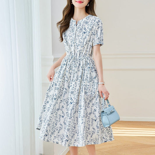 Women's Cotton Cocoon Mid-Length High-Waisted Dress - itzy bitsy