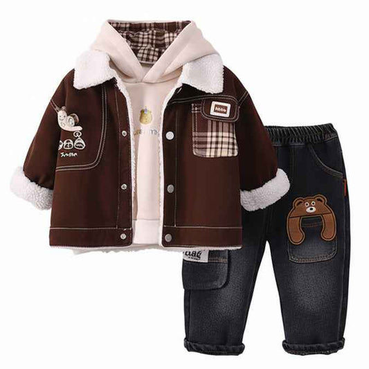 Boy's Honey-Bear Winter Outfit 3Pcs Set - itzy bitsy