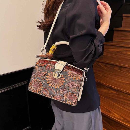 Retro Flower Printed Women's Shoulder/Hand Bag