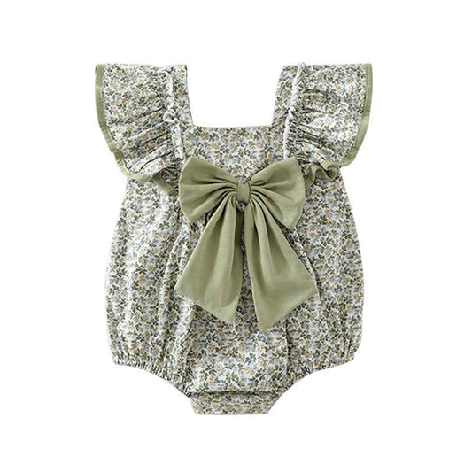 Baby Summer Pure Cotton Floral Bow Princess Jumpsuit - itzy bitsy