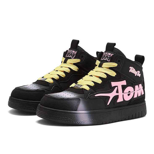 TALKING TOM | Sports High Top Board Shoes - Black/Pink - itzy bitsy