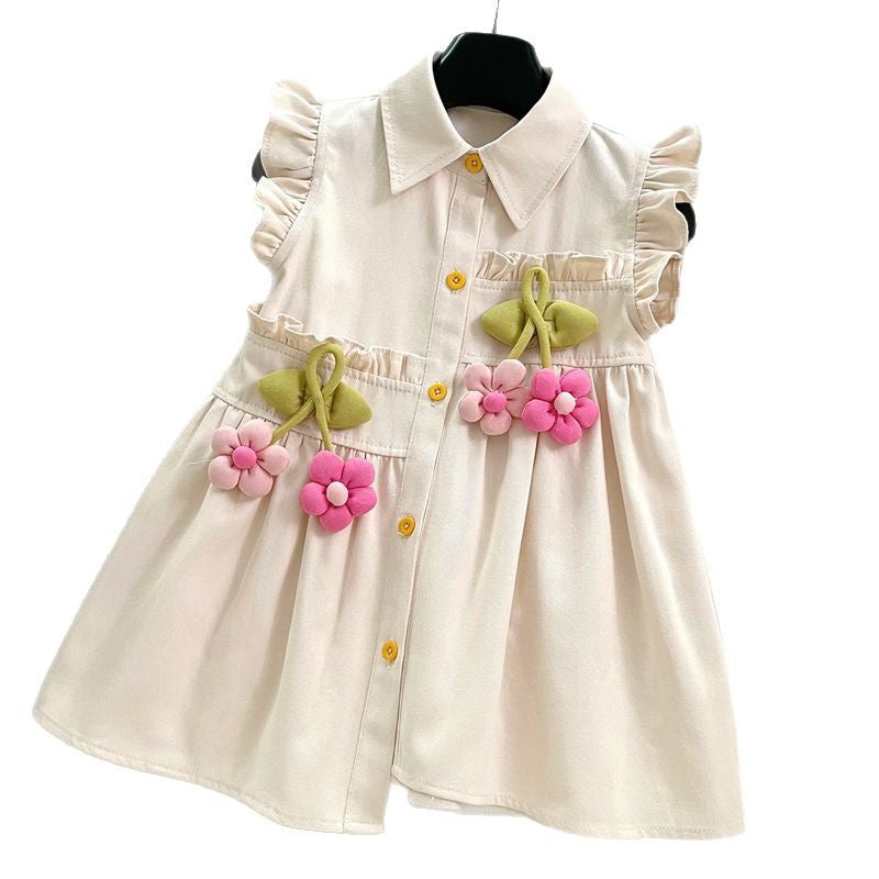 Girls Three-dimensional Flower Dress