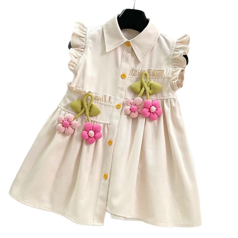Girls Three-dimensional Flower Dress - itzy bitsy