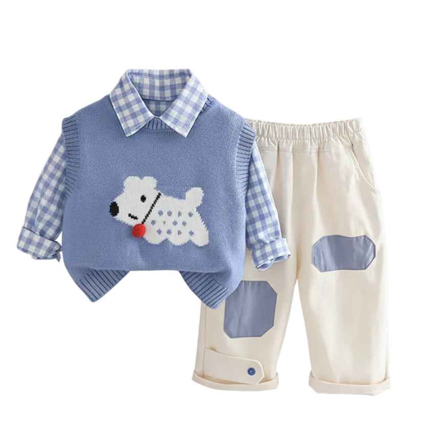 Boys Puppy Patch Outfit Set - itzy bitsy