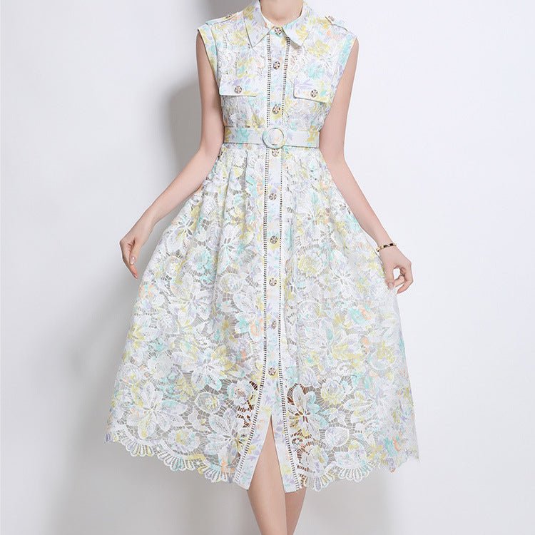 Women's Hollow Crochet Lace Dress - itzy bitsy