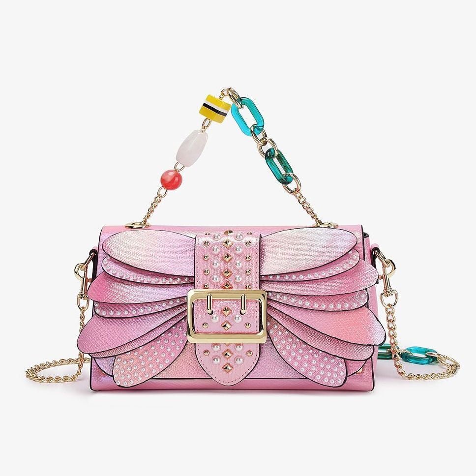 Women's Holographic Wing Mini Tote with Decorative Chain Crossbody Bag - itzy bitsy