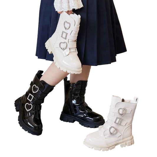 Girls British Style Side Zipper Single Boots