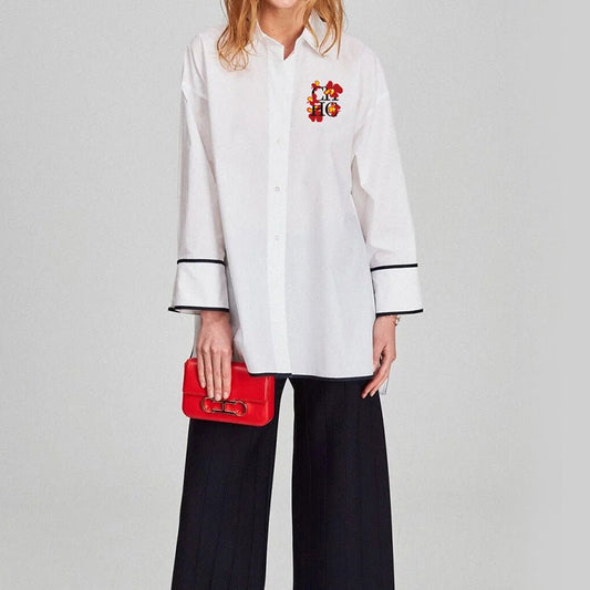 CHCH Embroidered White Women's Long Sleeve - itzy bitsy