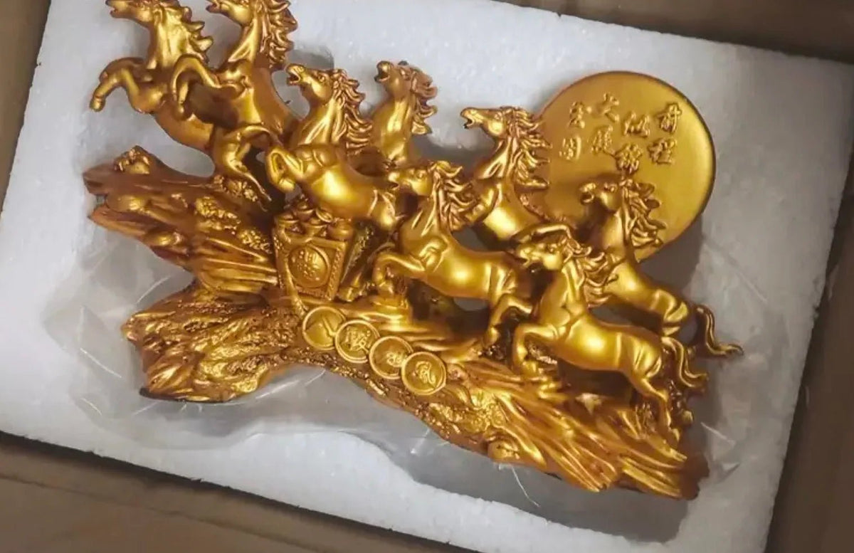 Eight Horses Resin Ornaments - Feng Shui Good Luck Wealth - itzy bitsy