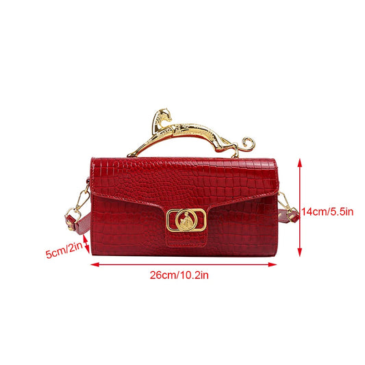Classic Elegant Metal Handle Crossbody Bag