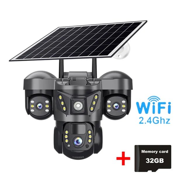 15MP Pro Wifi Solar Security Camera Triple Lens 10X Zoom Auto Tracking Outdoor Two way Audio Waterproof Cam - itzy bitsy