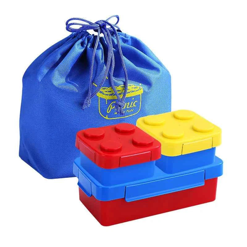 Colorful Blocks Lunch Box - Student Bento Containers - Microwave Dishwasher Safe - Leakproof