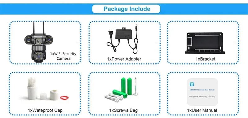 12MP WiFi IP Camera Outdoor Three Lens AI Tracking PTZ 10X Zoom Wireless Security CCTV Video Surveillance - itzy bitsy