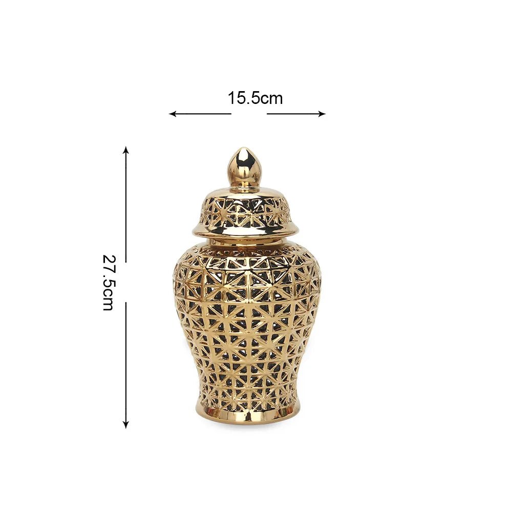 Modern Hollow Ceramic Ginger Jar Lid Home Decoration Vase and Ornaments - itzy bitsy