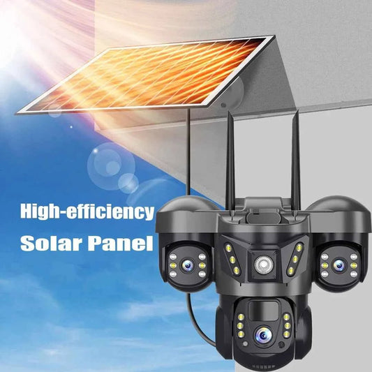15MP Pro Wifi Solar Security Camera Triple Lens 10X Zoom Auto Tracking Outdoor Two way Audio Waterproof Cam - itzy bitsy