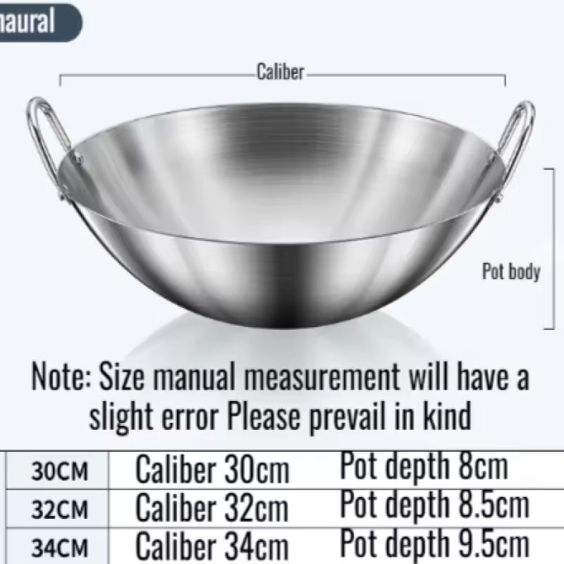 Stainless Steel Frying Pan Non-stick Double-ear Frying Pan Healthy Uncoated Thicker Material Suitable for Gas Stoves Even Heat