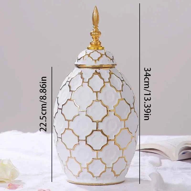 Luxurious Gold-Plated Ceramic Jar Home Decor - itzy bitsy