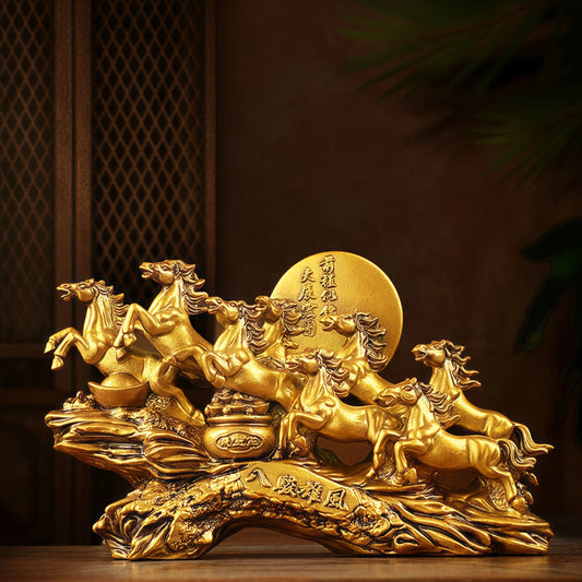 Eight Horses Resin Ornaments - Feng Shui Good Luck Wealth