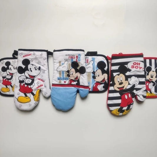 2pcs Disney Mickey Mouse Oven Gloves Coaster - itzy bitsy