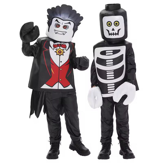 2025 New Arrival Unisex Boys Brick Lord Vampire Costume Kids Monster Fighter Halloween Suit Cosplay Child Brick Skeleton Costume