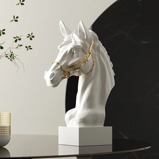 Modern Minimalist Horse Head Statue, Nordic Design Resin Sculpture - itzy bitsy