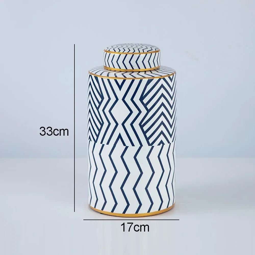 Geometric Ceramic Storage Jars with Lid Decorative Jar Ornament - itzy bitsy