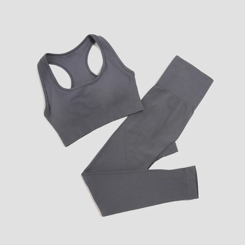Seamless Women 2 Pcs Sportswear - Leggings + Padded Sports Bra