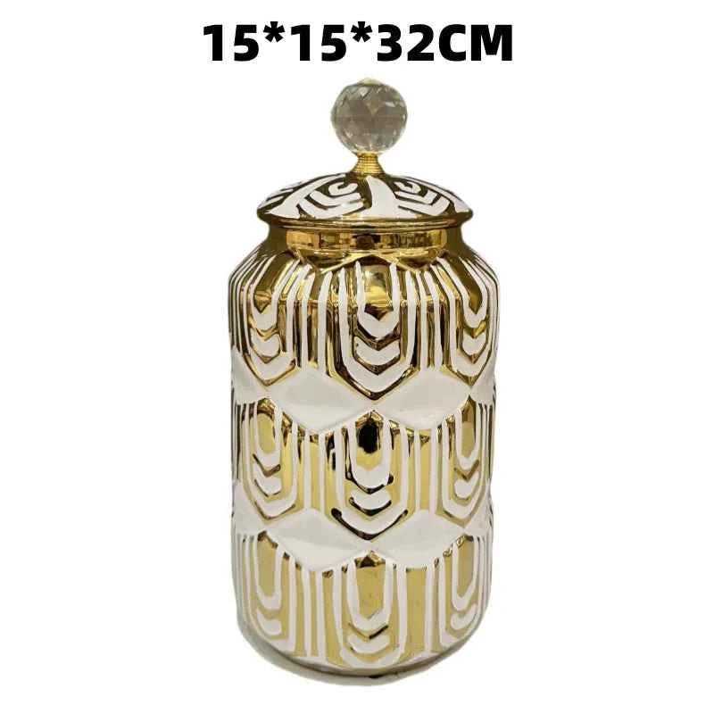 Gold Elegant Ceramic Storage Jar Home Decorative Vase/Jar - itzy bitsy