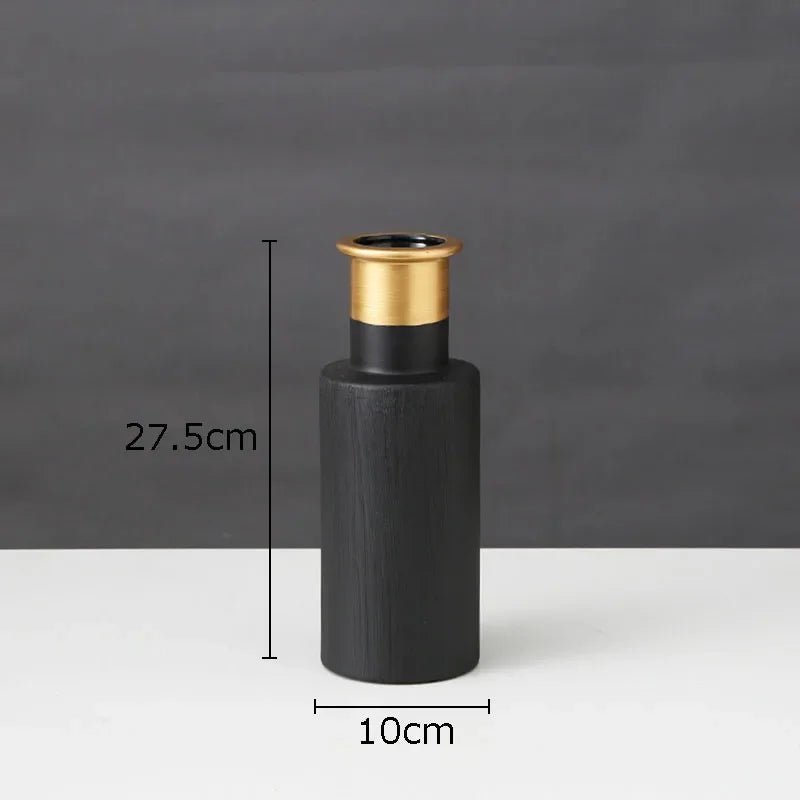 Modern Home Black and Gold Ceramic Vase Decoration and Ornaments - itzy bitsy