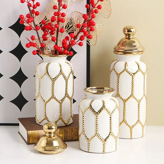 Home Decor Gold Luxury Ceramic Vase General's Jar Ornament - itzy bitsy