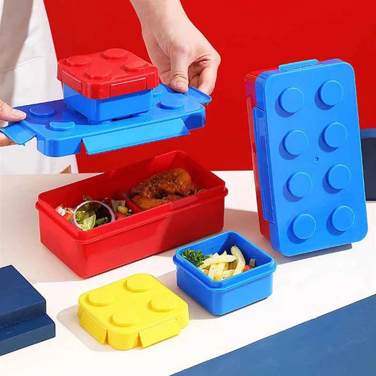 Colorful Blocks Lunch Box - Student Bento Containers - Microwave Dishwasher Safe - Leakproof