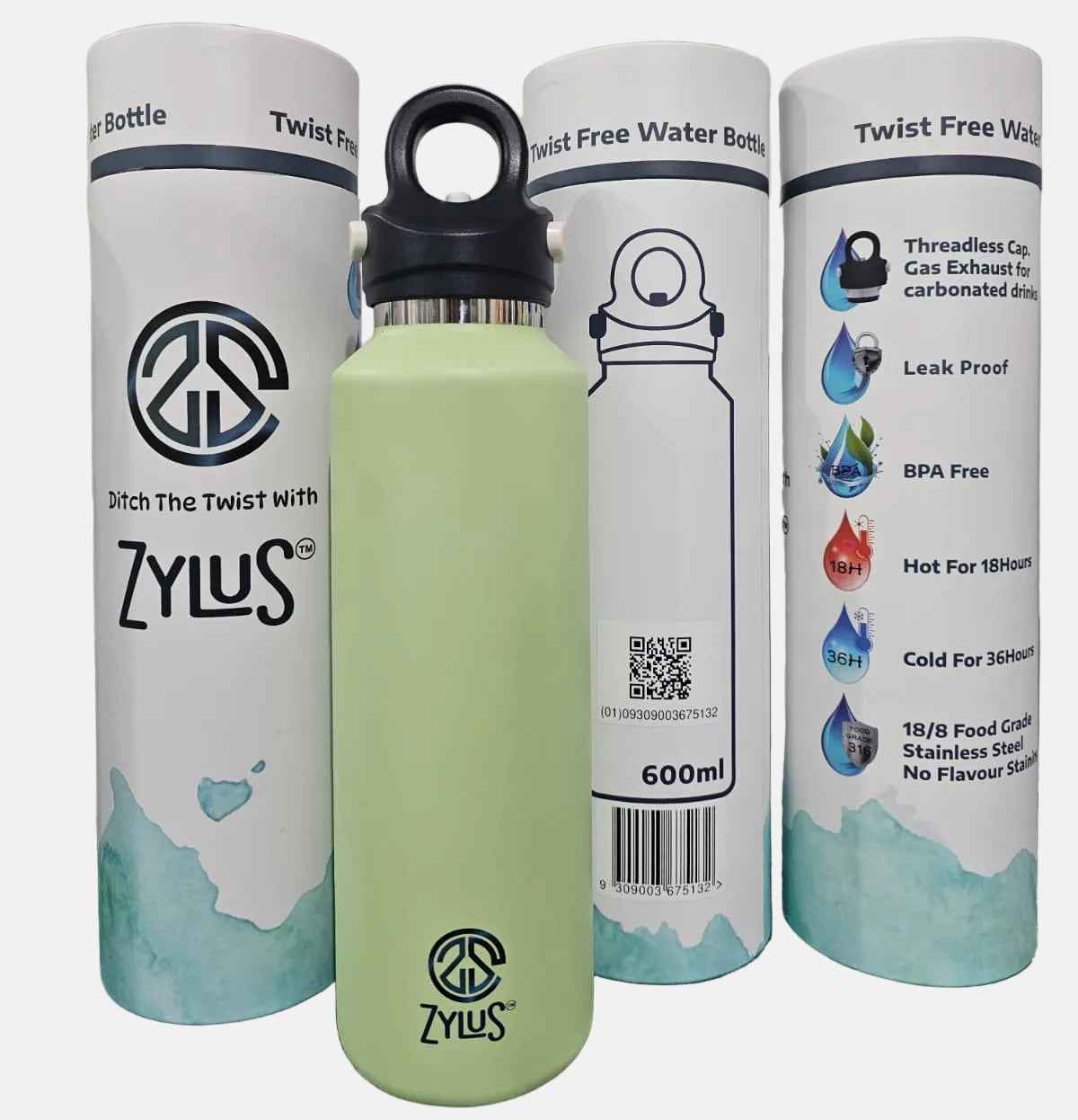 Stainless Steel Insulated Twist Free Water Bottle - 1 Liter - itzy bitsy