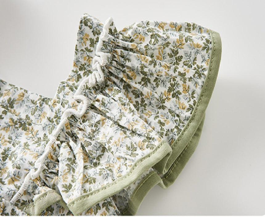 Baby Summer Pure Cotton Floral Bow Princess Jumpsuit