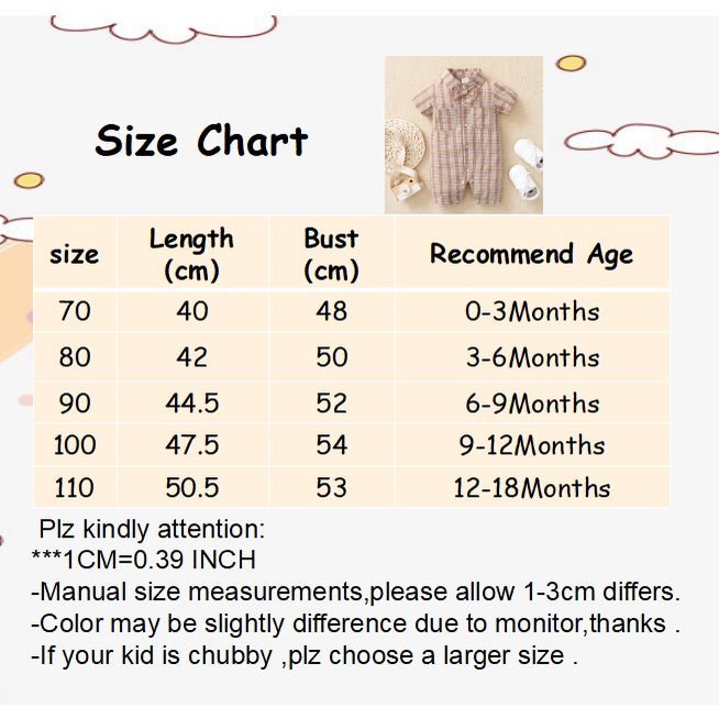 Baby Boy Plaid Gentleman Romper with Bow Tie - itzy bitsy