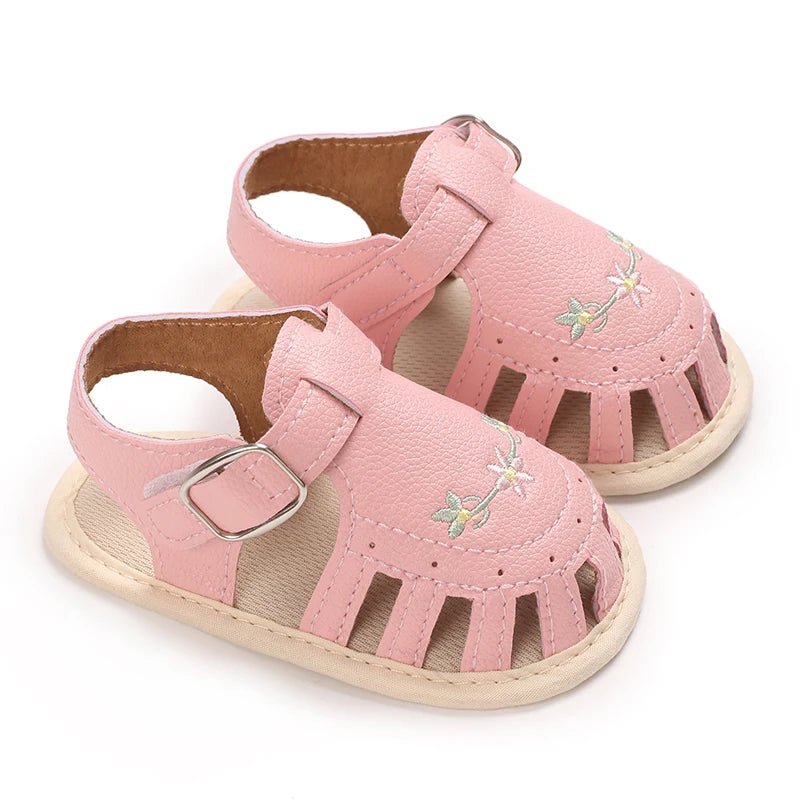 Baby Embroidered Flower Lightweight Sandals - itzy bitsy