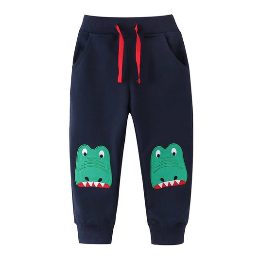 Boys Cute Embroidery Drawstring Trackpants - itzy bitsy