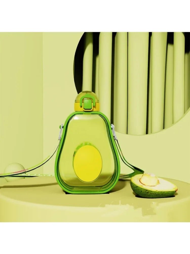 600mls Cute Avocado Straw Plastic Water Bottle - itzy bitsy