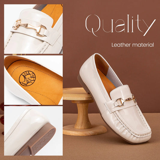 CH Classic Retro Business Cowhide Women's Flat Shoes - itzy bitsy