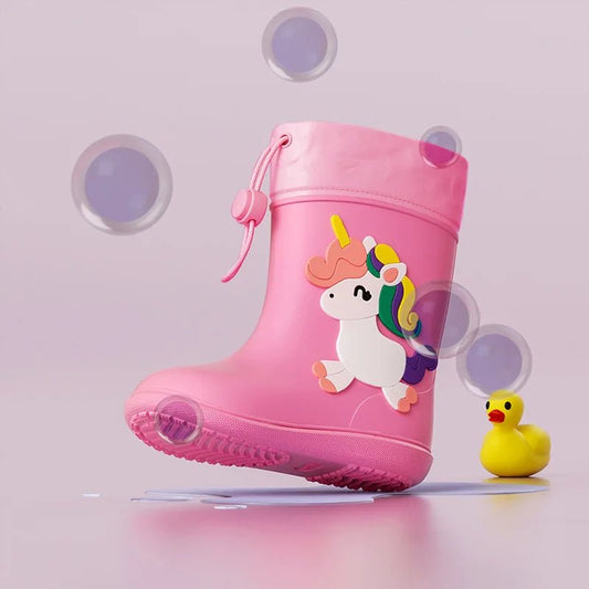 Cheerful Mario Kids Rain Boots Animal Design - itzy bitsy