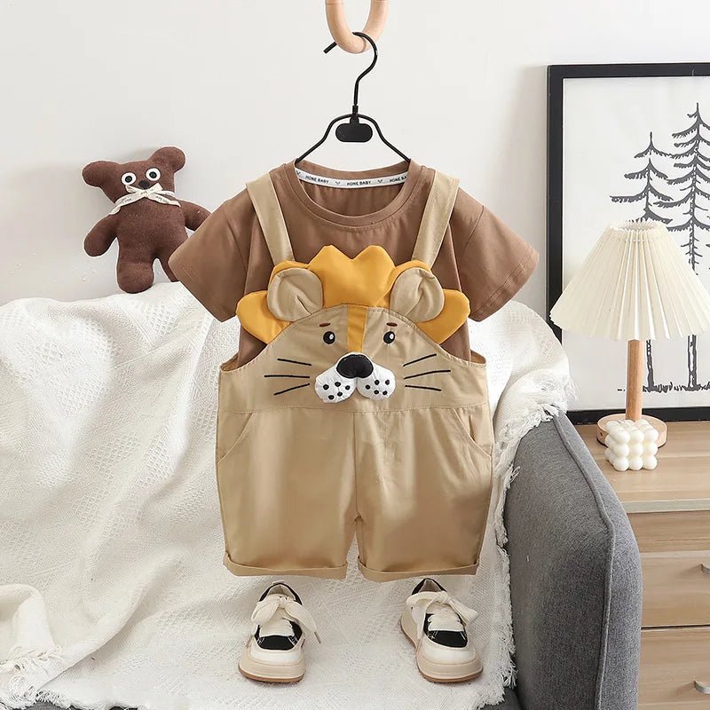 Children 2PCS Set Cotton Lion Tops - Suspender Pants Suit - itzy bitsy