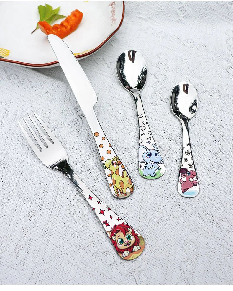 Children's Stainless Steel Cute Animal Cutlery Set - 4pcs - itzy bitsy
