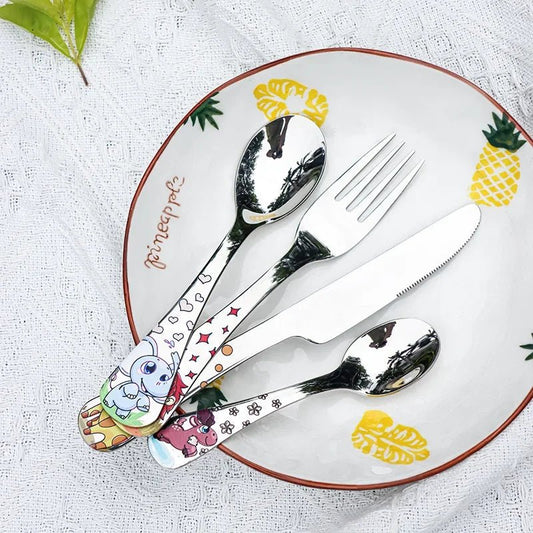 Children's Stainless Steel Cute Animal Cutlery Set - 4pcs - itzy bitsy